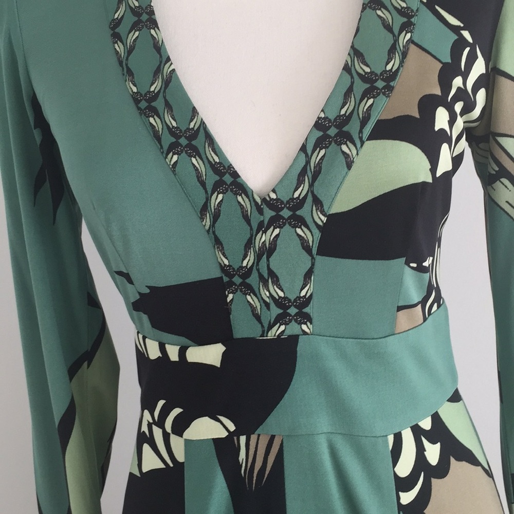 Issa London Geometric Print V-Neck Knit Dress Sz 8